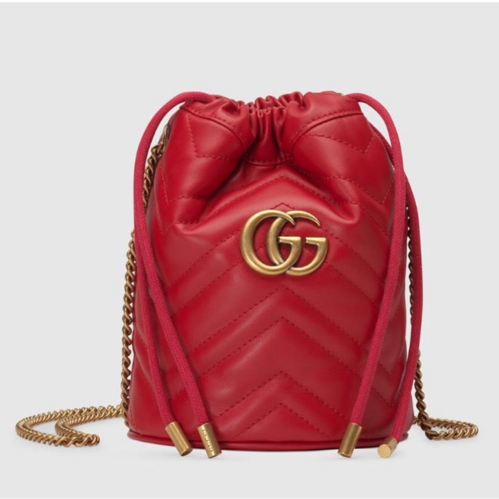 Gucci Women's Mini Gg Marmont Matelasse Calf Leather Bucket Bag